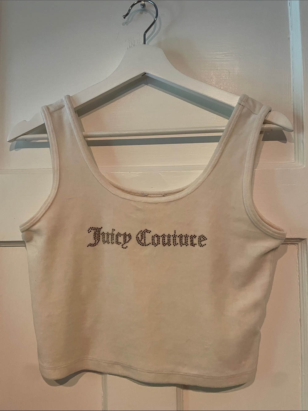 Juicy Couture Cream Rhinestone Logo Velour Tank